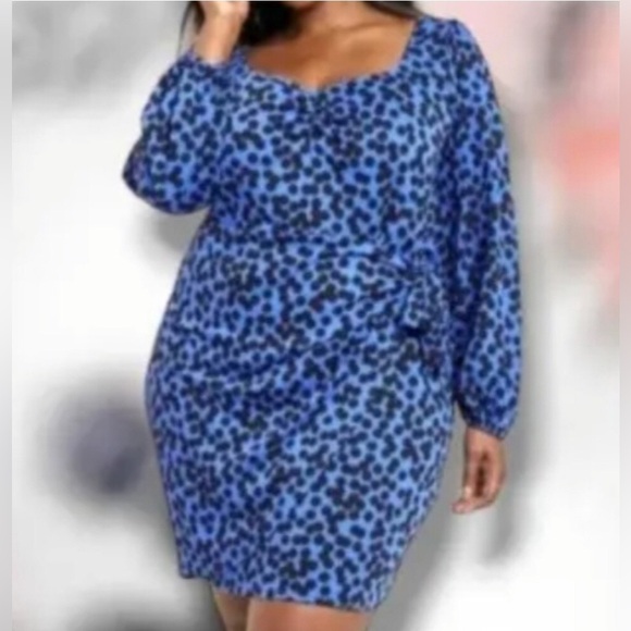 Ava & Viv Blue Dot 2x Faux Wrap Dress - Picture 3 of 8